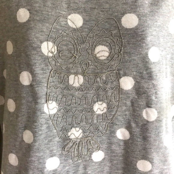 POLKA DOT GRAY SWEATSHIRT with Owl Detail Size M - Picture 6 of 14